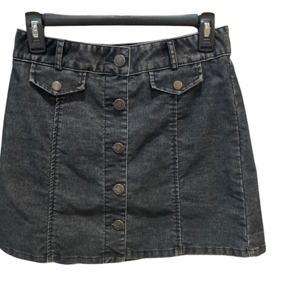 BDG Urban Outfitters Black Corduroy Button Front Mini Skirt Size 28‎ High Waist